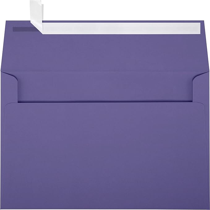 LUXPaper A9 Invitation Envelopes | Peel & Press | 5 3/4" x 8 3/4" | Wisteria Purple | 80lb. Text | 50 Qty