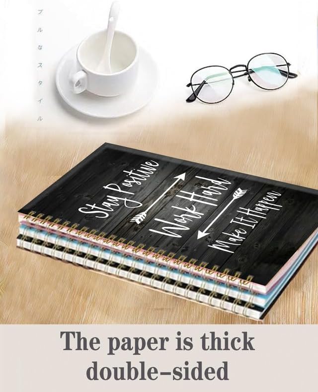 Spiral Journal Notebook,A5 Hardcover Lined Journals for Women Girl 6 x 8.3 in,120 Pages Thick Paper,Cute College Ruled Writing Notebook for Gifts Office Work School(Stay Positive Motivational)