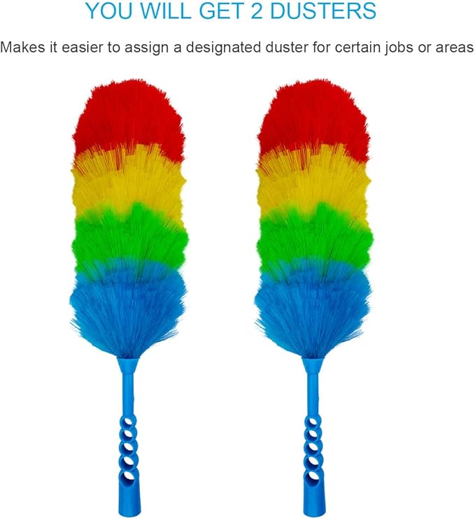 Tockrop 2 Pack Upgrade 19” Static Duster Beandable and Washable - More Fibers Bigger Head Less Loss of Fiber Duster