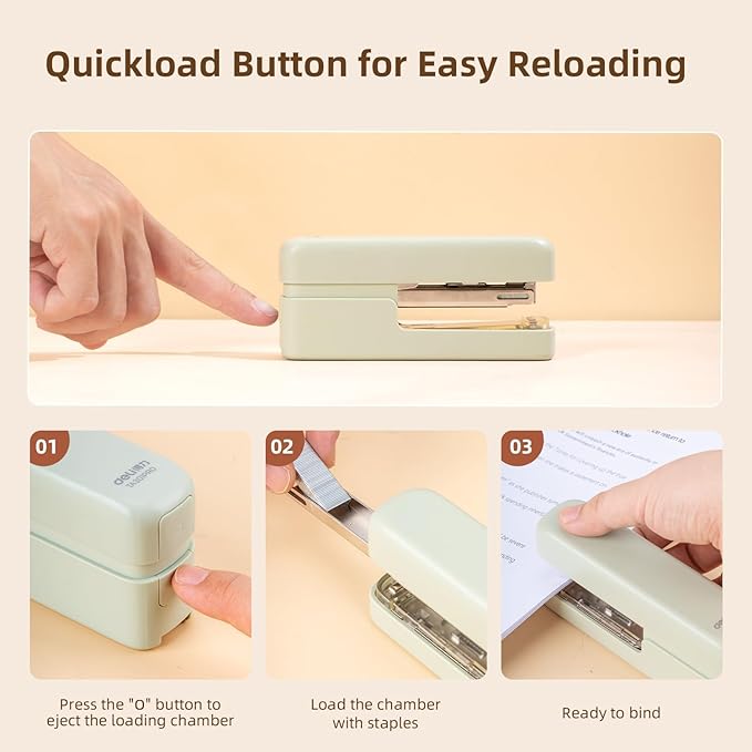 deli Stapler, Desktop Staplers with 1660 Staples and Integrated Staple Remover, 40 Sheet Capacity Office Stapler, 2 Pack, Green