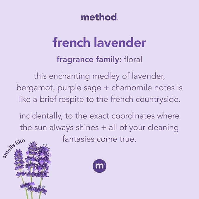 Method All-Purpose Cleaner Spray, French Lavender, Plant-Based and Biodegradable Formula Perfect for Most Counters, Tiles and More, 28 Fl Oz, (Pack of 4)
