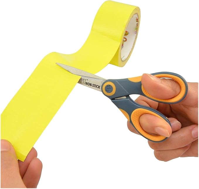 Westcott ‎14881 5-Inch Non-Stick Titanium Scissors For Office and Home, Yellow/Gray