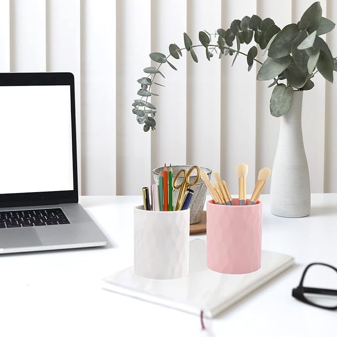 Pen Holder,Nordic Style Silicone Waterproof Pencil Holder for Desk Simple&Modern Minimalist Makeup Organizer Multifunctional Office Supplies for Home,Kids and School (Pink)