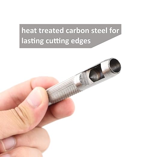 Spurtar 6PCS Leather Hole Punch 1/8'' - 5/16'' Heavy Duty Round Hollow Belt Hole Puncher High Carbon Steel Leather Punch Tool for Belts Watch Cloth Gaskets with Storage Bag