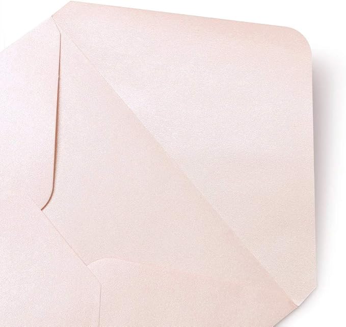 PONATIA 50 PCS/Pack A7 Envelopes, 5.25 x 7.48'' Sparkle Blush Pink Envelopes, Perfect for 5 x 7'' Wedding Invitation Cards, Graduation Invite, Acrylic Invitations, Photos