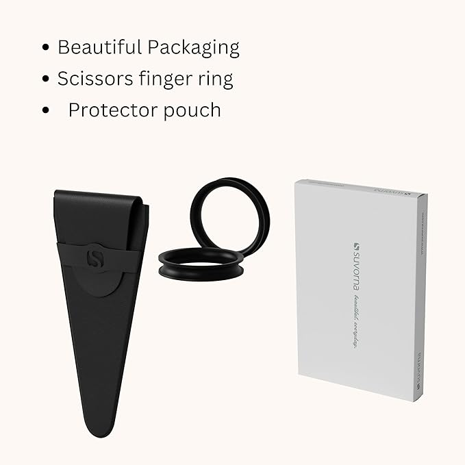 Suvorna 3-Hole Hair Scissors Professional - Right-Hand Barber Scissors for hair cutting - Hair Cutting Scissors to cut Hair - Hair shears for hair cutting - Hair shears for women and men