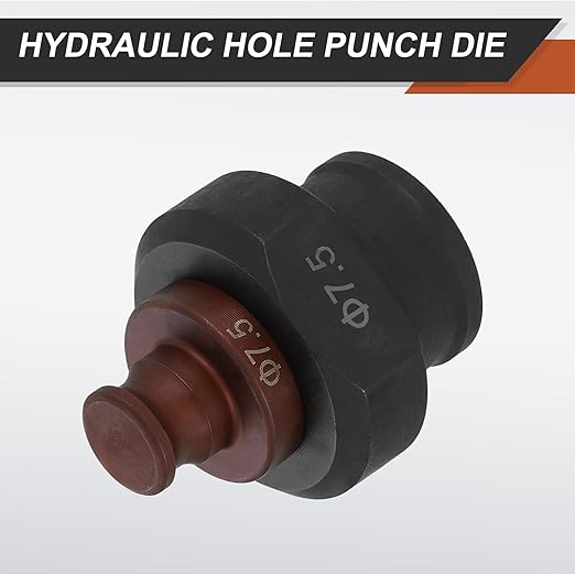 HARFINGTON Hydraulic Hole Punch Die 7.5mm Round Hole 40Cr Steel Electric Punching Kit for MHP-20 JP-20 Electric Punching Machine, Burgundy & Black