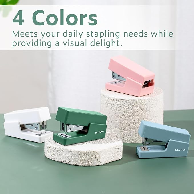 Mini Stapler with 830 Staples, Small Cute Desk Staplers, 25 Sheet Capacity, Green