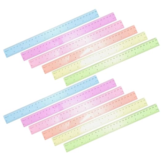 PRETYZOOM 12Pcs School Ruler with Centimeters and Inches - Flexible Plastic Rulers for Students Measuring Drawing Tools