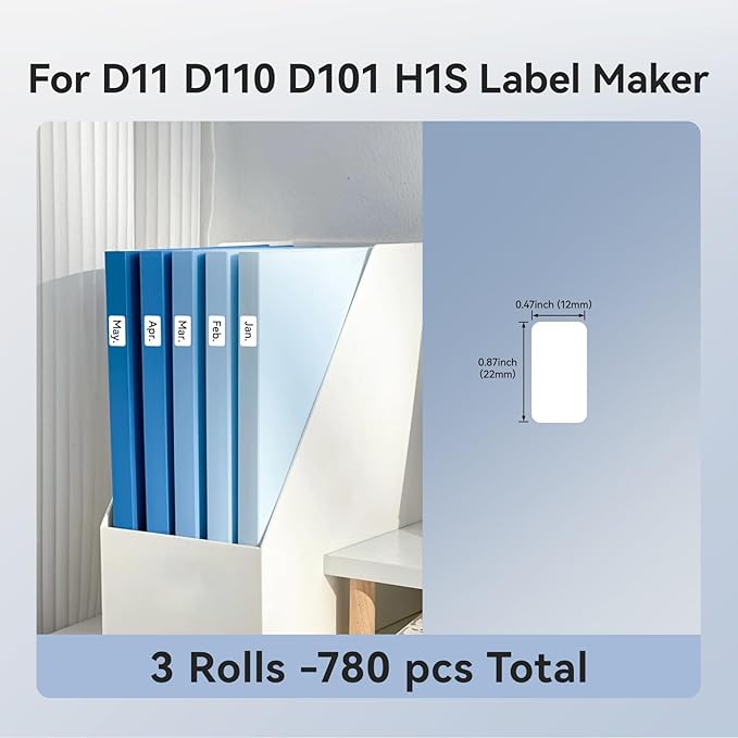 NIIMBOT Thermal Label 3 Rolls Set Home School Office Storage and Organization for NIIMBOT D11 D110 D101 H1S Label Maker (1222WHITE)