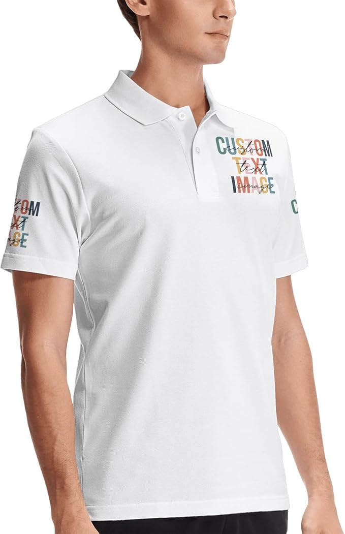 Personalised Polo Shirt Custom Work Shirts for Men Women Printed Text or Logo Working Top, Casual Wear, and Sports Teams