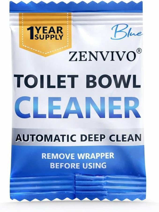 ZENVIVIO Automatic Toilet Bowl Cleaner Tablets, Blue Gel Toilet Tank Cleaners, Septic-Safe Hard Water Ring Stain Remover, Heavy Duty Toilet Deodorizer & Smell Eliminator, Fresh Scent, 12 Tabs