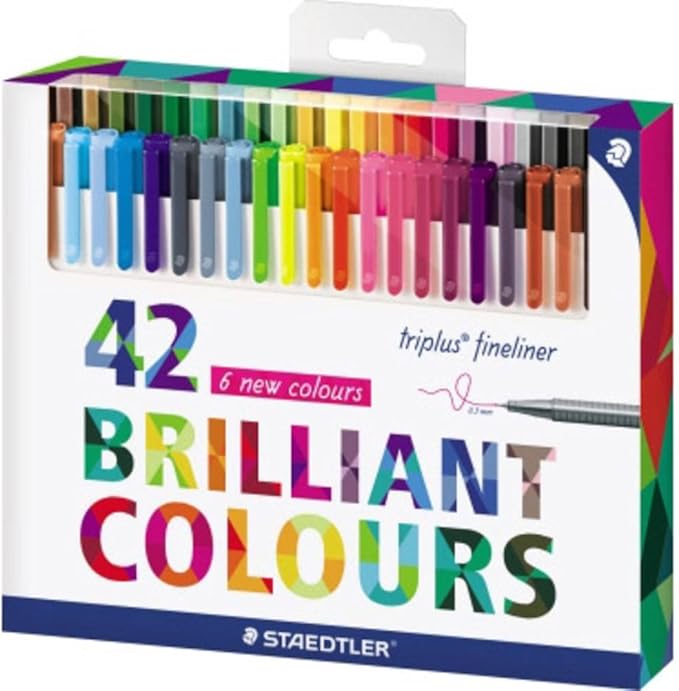 STAEDTLER 334C42 Triplus Fineliner 42-Color Assorted Fine Water-Based Marker