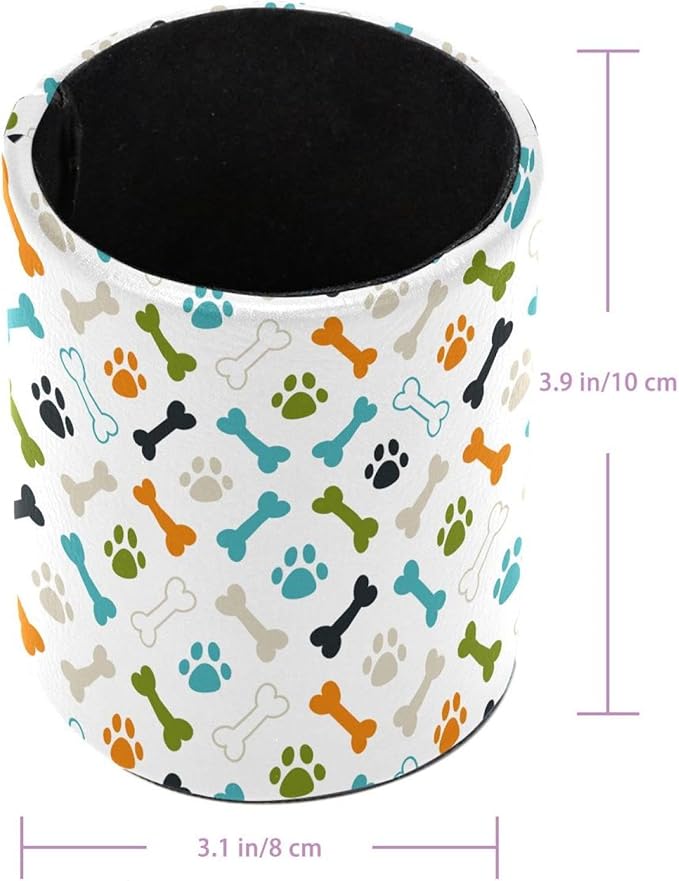 Colored dog footprint and bones Pen Holder Makeup Brushes Holder Cosmetic Storage for Home and Office