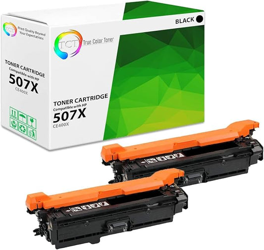 TCT 507X Black Toner Cartridge 2 Pack - Compatible Replacement for HP 507X CE400X Black Works with HP Laserjet Enterprise M551 M575, Pro M570 M570DW Printers (11,000 Pages)