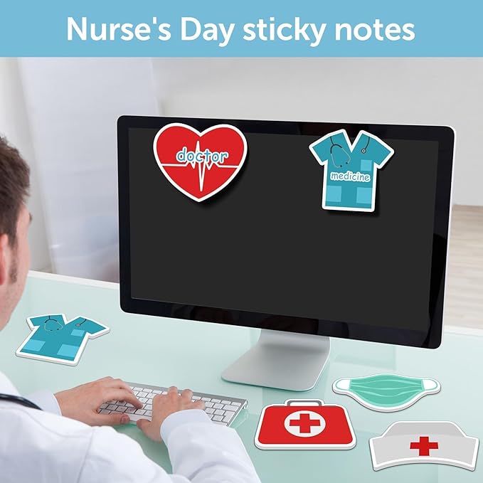 48 Pieces Nurses Sticky Notes Nurse Notes Pads Nurse Week Gift Self-Adhesive Nursing Student Essentials Sticky Memo Notes for Hospital School Nurse Day Supplies Presents
