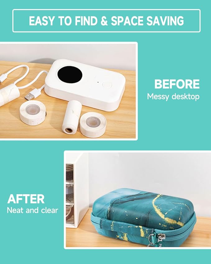 Phomemo D30 D35 Label Maker Case, Storage Bag Compatible with NELKO P21/NIIMBOT D11/JADENS D110/SUPVAN E10 Label Printer, Fits for Mini Labels Sticker Machine, Box Only - Green