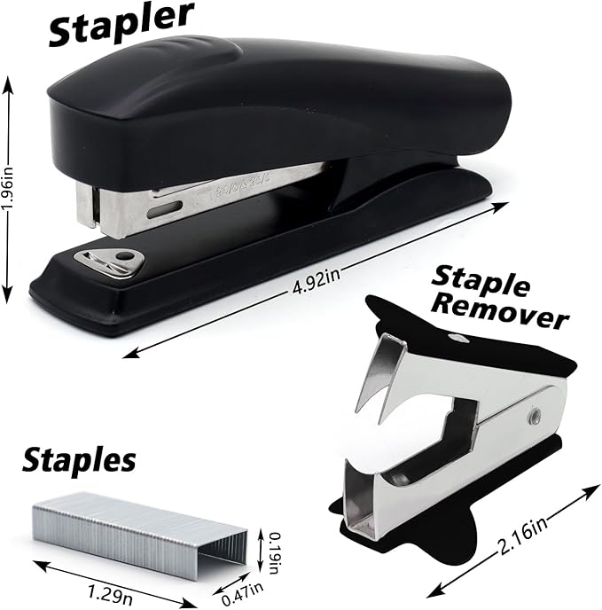 Black Office Stapler, 25 Sheet Capacity with 2000 Staples and Staple Remover, Desktop Stapler,Black Office Supplies for Students and Office Clerks
