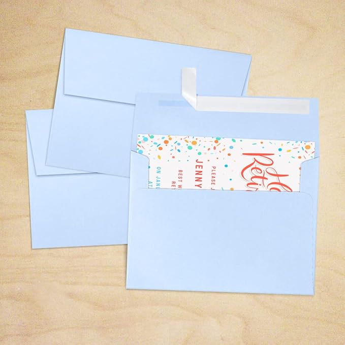 LUXPaper A7 Invitation Envelopes | Peel & Press | 5 1/4" x 7 1/4" | Baby Blue | 80lb. Text | 250 Qty