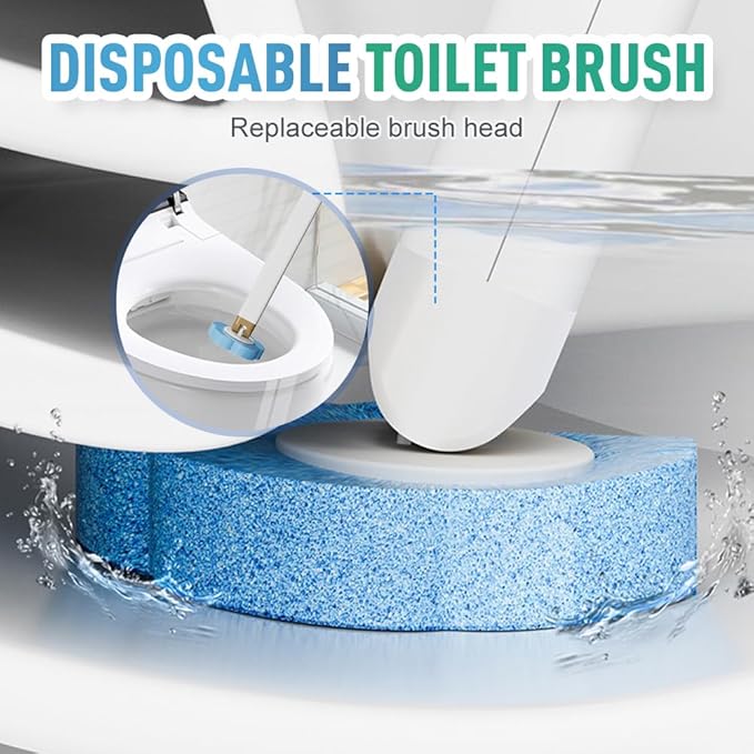 Disposable Toilet Brush, Toilet Brush Holder, Compact Wall Mounted DisposableToilet Cleaning System for Modern Bathrooms, Hygienic Toilet Cleaner for Families (Lemon Scent- 6PCS)