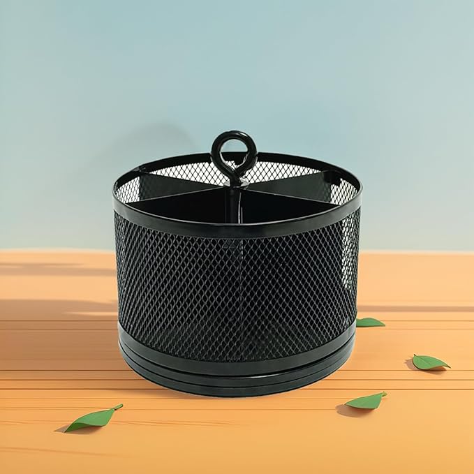 SETTFRFE Rotating Pen Holder for Desk,Supplies Organizer pencil Caddy,6 Compartments Desk Organizer,Black (Metal Mesh Style)