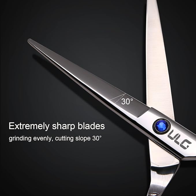Hair Cutting Scissors, ULG Professional Hair Scissors 6.5 inch Right-Hand Razor Edge Barber Shears Salon Hair Cutting Shears Made of Japanese Stainless Steel, Hand Sharpened Blue