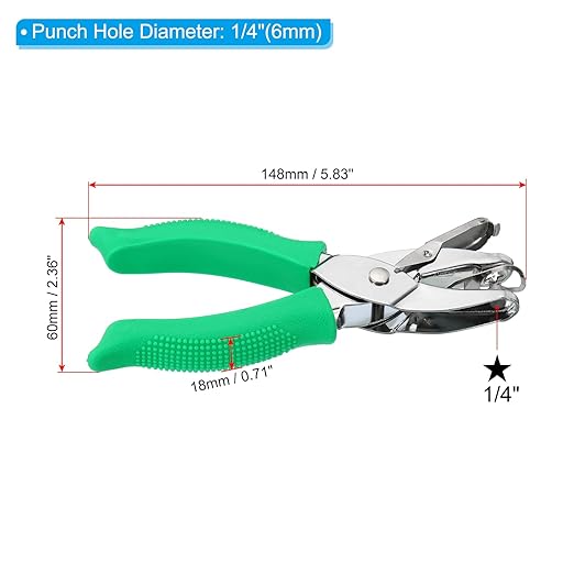 PATIKIL 1/4" Star Single Hole Punch, Handheld Hole Puncher with Grip Metal Paper Puncher for DIY Craft Scrapbook Ticket Card, Green