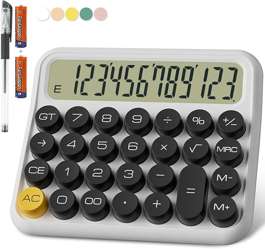 DECKLIT Battery Desk Calculator - 12 Digit Extra Large 5-Inch LCD Display, Big Buttons Easy to Press, 15 Tilt Screen (Black)