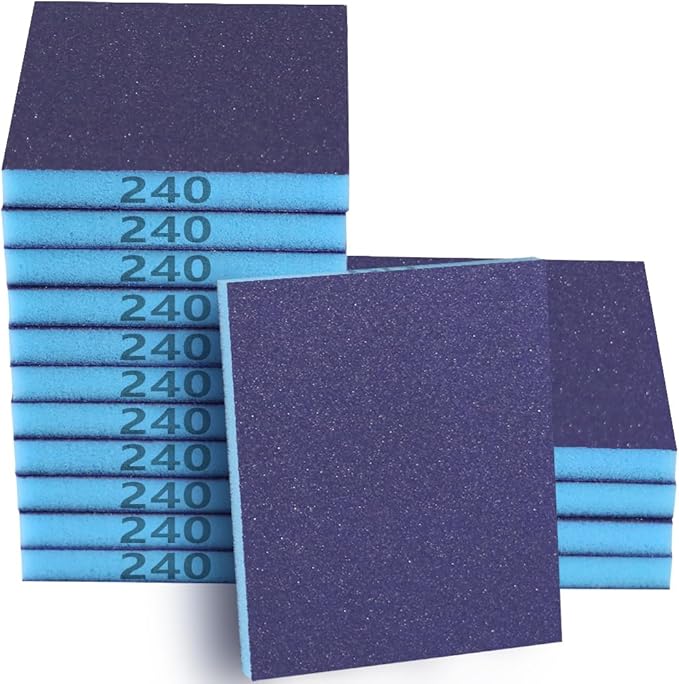 8 Pack 240 Grits Sanding Sponge, Coarse Sanding Block, Washable and Reusable Wet Dry Sandpaper Block Sandpaper Sponge for Wood Metal FurniturePaint and Drywall