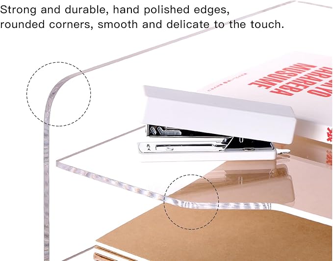 Acrylic Paper Letter Tray Organizer, 5 Tiers, Transparent, Modern, Rectangular, Stackable, Office