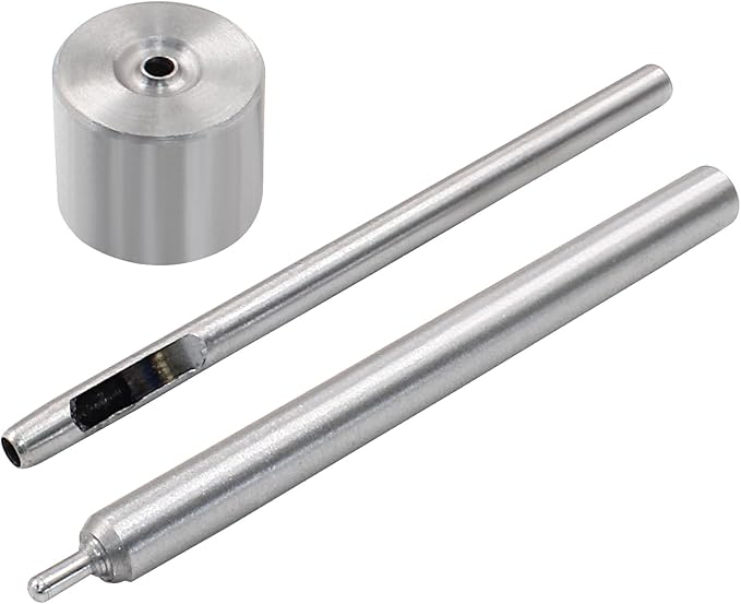 Litoexpe Eyelet Hole Punch Die Tool, 4mm Grommet Setter Hollow Punch (Includes Base & Ram) for Leather Craft Clothing Handbag Fabric Curtain DIY