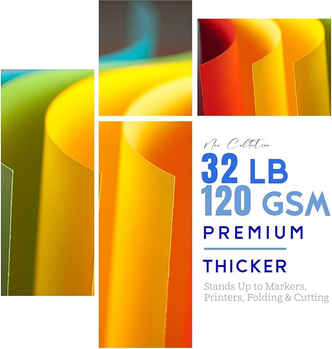 Colored Printer Paper 8.5x11 in 210 Sheets Premium 32 lb/120 GSM Laser 7 Color Rainbow Letter Size Paper for Arts Crafts DIY Projects School Office Supplies Origami Kids