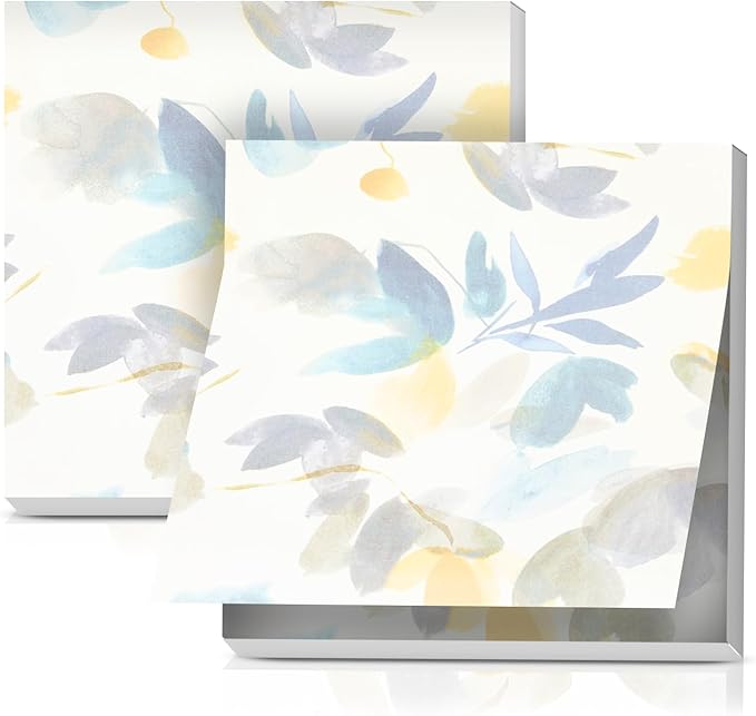 2 Pack Sticky Notes 3x3 Inches, Bright Cute Strong Sticking Power, Easy to Post for Home, Office, 80sheets/Pads, Ink Wash Leaves