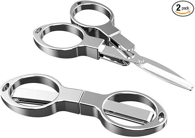 Folding Mini Scissors, Stainless Steel Retractable Small Scissors for Home Office and Travel, 2-Piece Set