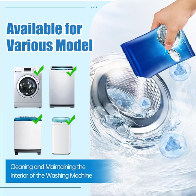 Washing Machine Cleaner, 2026 New Powerful Stain Remover for Washing Machine Tanks - Deep Clean Solution for HE Top Load and Front Load Washers, Descaler for Drum, Tub & All Internal Parts (1Pack)