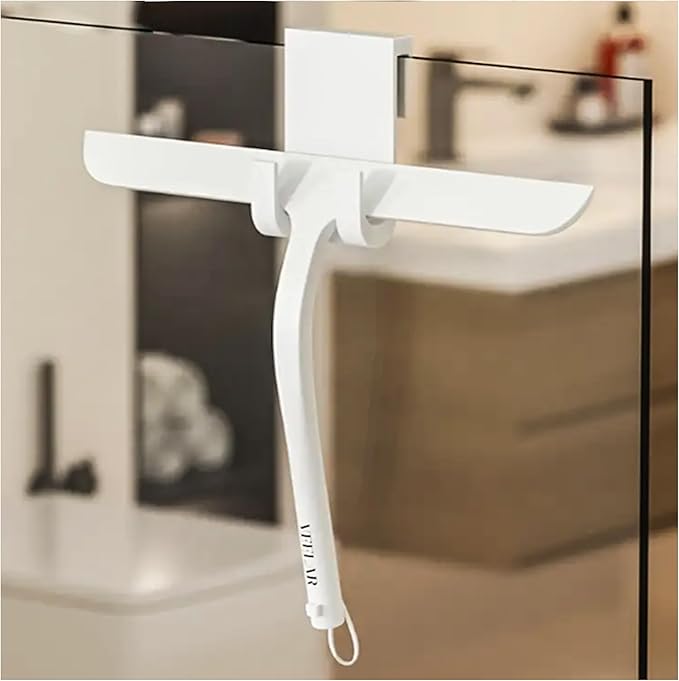 VEELAR Shower Squeegee for Shower Glass, Bathroom Glass Cleaning Tool with Hook Mount, Squeegee for Glass Doors, Window Cleaning, Tile Shower Walls (White)