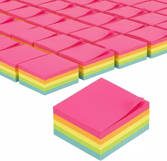 Thenshop 24 Packs Sticky Notes 3x3 Bulk Gradient Colorful Self Stick Note Pads Paper Memo for Office School Notebook Supplies 50 Sheets Pad(Bright Color)