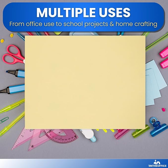 1InTheOffice Colored Copy Paper 8.5x11, Yellow Colored Copy Paper, Printer Paper, 20lb Density, Letter Size, 500 Sheets