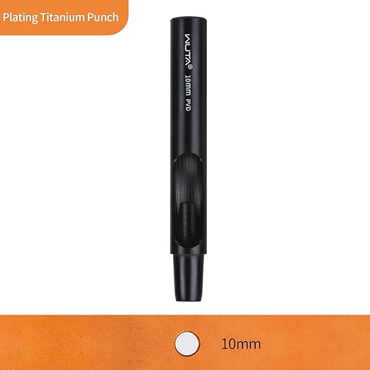 WUTA Leather Punches Round Hole Puncher Plating Titanium Hollow Punching Tool Working for Watch Band, Fabric, Plastic (1pc 10mm Hole Punch)