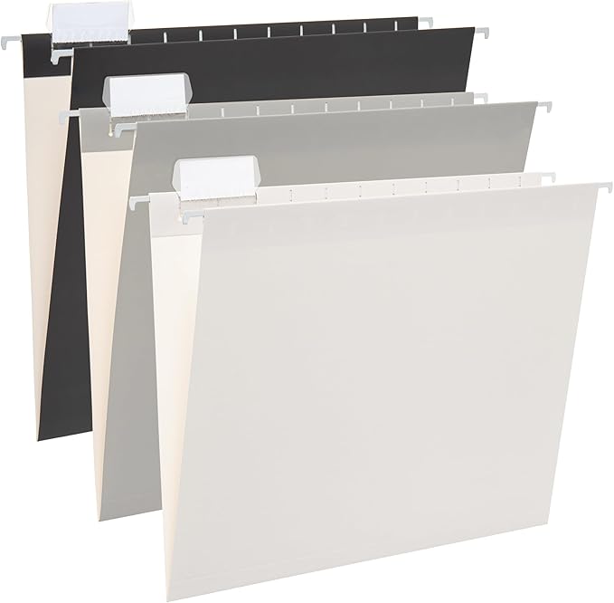 Y YOMA 6 Pack Gradient Hanging File Folders Letter Size Decorative Hanging Folder Pretty File Folder Organizer for Filing Cabinet Office Home with 1/5-Cut Adjustable Tabs, Ash Grey