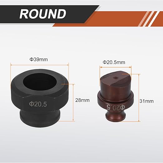 HARFINGTON Hydraulic Hole Punch Die 20.5mm Round Hole 40Cr Steel Electric Punching Kit for MHP-20 JP-20 Electric Punching Machine, Burgundy & Black