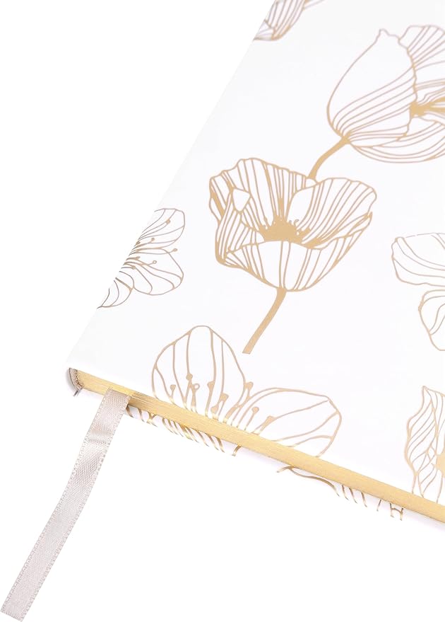Eccolo Desk Size Hardcover Journal, 256 Lined Page Notebook with Gold Edge Paper, 8-x-10-inch, Gold Flower