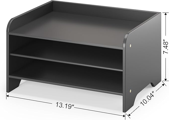 Bamboo Desk Organizer Mail Holder Countertop Letter Tray Wood File Organizer for Desk Letter Sorter Wood Paper File Storage for School Home Office Supplies