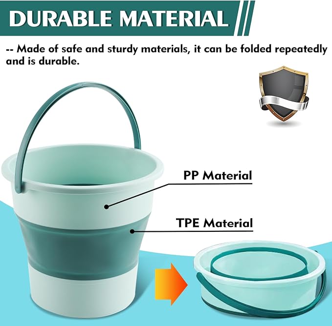 Collapsible Bucket 4.5 Gallon/17L Large Plastic Household Cleaning Mop Buckets Foldable Water Bucket for Car Wash Fishing Camping Beach (Green-Large)