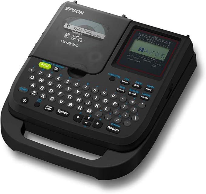 LABELWORKS Epson LW-PX350 Industrial Label Maker Kit for Home and Office - Complete Kit with Accessories - Shrink Tube, Sticker Labels, and Magnetic Tape Compatible, Portable Handheld Label Printer