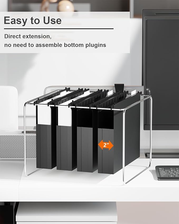 Ansook Plastic Hanging File Folders Letter Size,Upgrade 2" Extra Capacity Expanding Hanging Folders with Tabs,12 Pack Reinforce File Cabinet Folders,Heavy Duty Black Hanging Organizer for Bulky Files