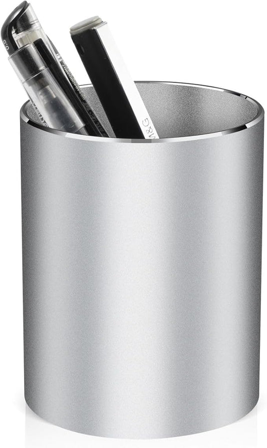 Pen holder, aluminum alloy waterproof pen holder, desktop simple and modern minimalist, multifunctional office supplies for families, kids and schools silver