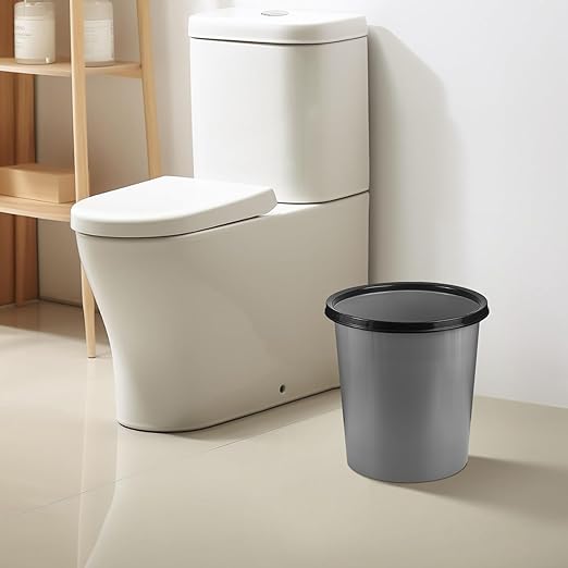 Plastic Small Trash Can Wastebasket - Garbage Can Basket for Bathrooms - Laundry Room, Kitchens, Offices, Kids Rooms, Dorms - Grey