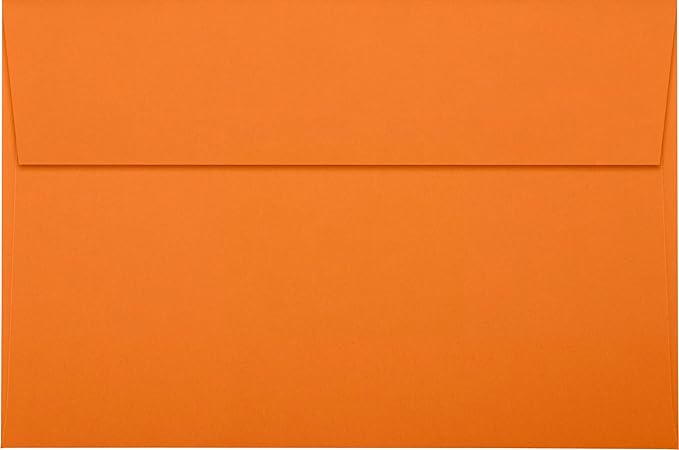 LUXPaper A9 Invitation Envelopes | Peel & Press | 5 3/4" x 8 3/4" | Mandarin Orange | 80lb. Text | 50 Qty