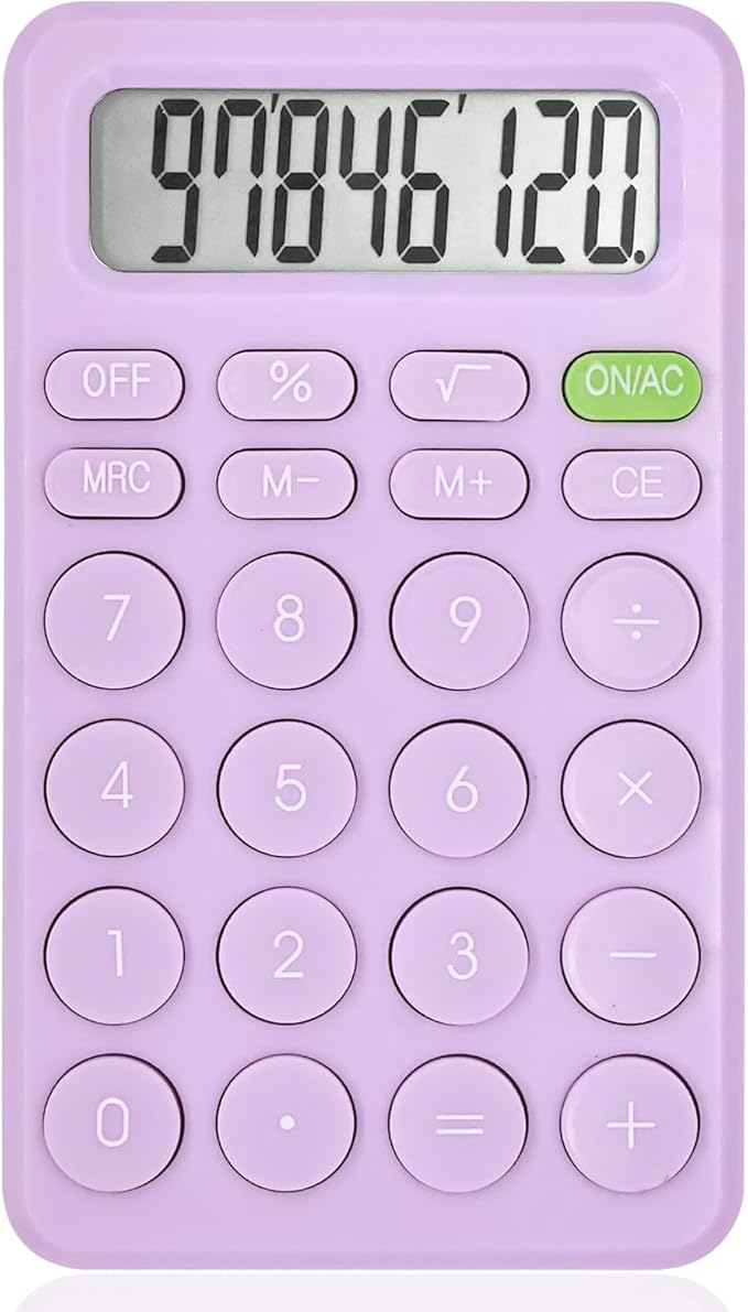 Cute Purple 8-Digit LCD Calculator, Basic Four Function for Teachers, Students & Office, Small & Sensitive, 5.5x3.2 Inches